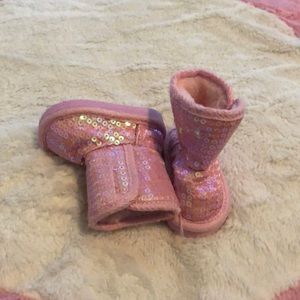 Pink sequins boots